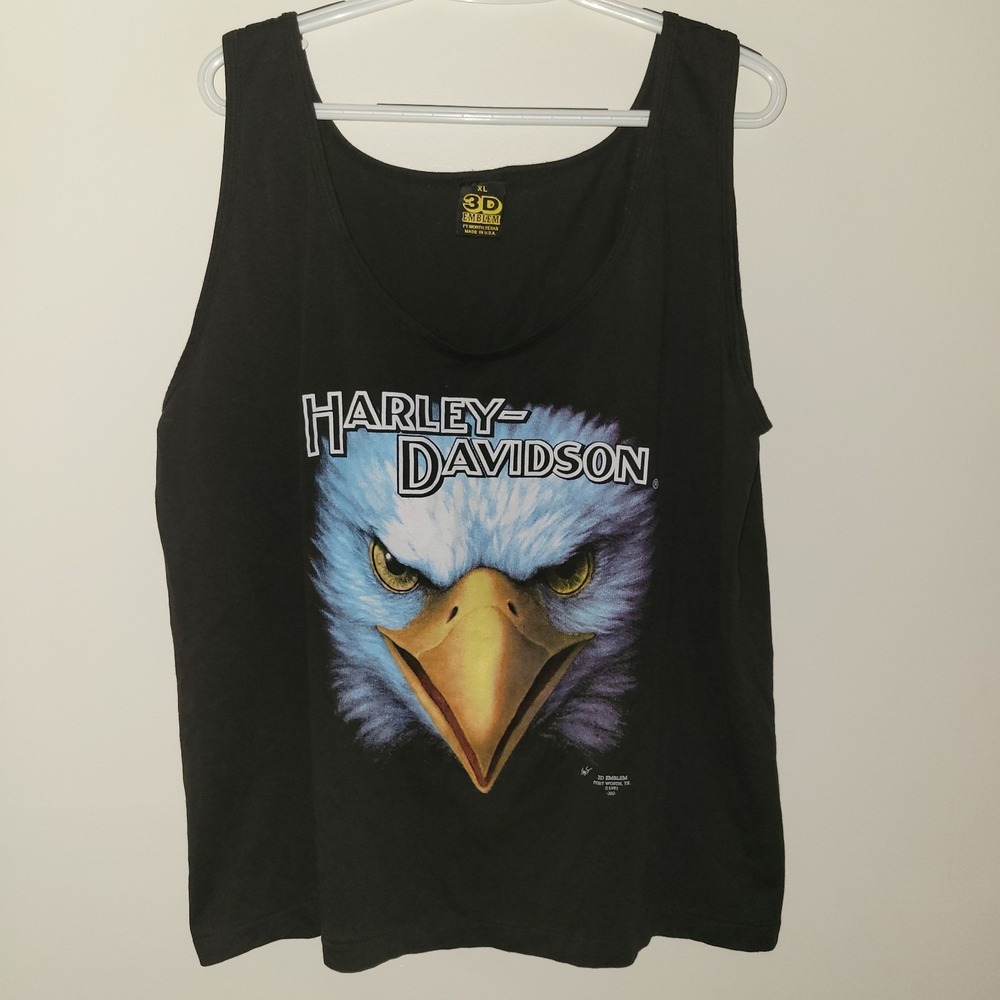 Vintage 3D Emblem Harley Davidson Tank Top Men's Size XL Made In USA EUC Eagle